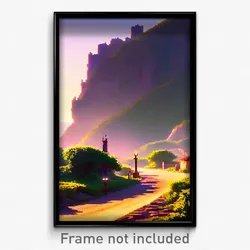 Pixel Art Poster - Jaw Dropping Province (8 Bit Psychedelic Video Game Print)