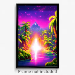 Pixel Art Poster - Dazzling Bayou (8 Bit Psychedelic Trippy Video Game Print)