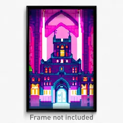 Pixel Art Poster - Showy Abbey (8 Bit Psychedelic Trippy Weird Video Game Print)