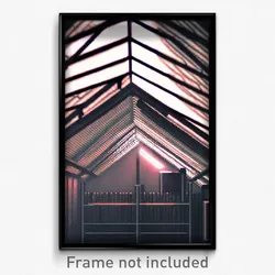Pixel Art Poster - Digital Wire Frame Attic (8 Bit Psychedelic Video Game Print)