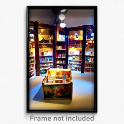 Pixel Art Poster - Miniature Book Store (8 Bit Psychedelic Video Game Print)