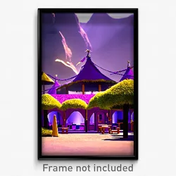 Pixel Art Poster - Purple Encampment (8 Bit Psychedelic Trippy Video Game Print)