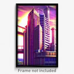 Pixel Art Poster - Unusual Anime Architecture (8 Bit Video Game Print)