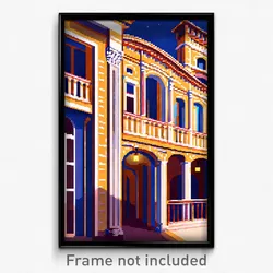 Pixel Art Poster - Exotic Italian Architecture (8 Bit Video Game Print)