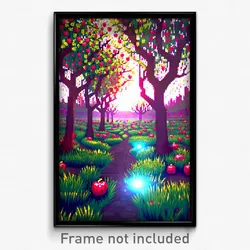 Pixel Art Poster - Squiggly Orchard (8 Bit Psychedelic Trippy Video Game Print)