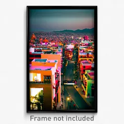 Pixel Art Poster - Rosy Mexican City (8 Bit Psychedelic Trippy Video Game Print)