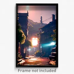 Pixel Art Poster - Dim Settlement (8 Bit Psychedelic Trippy Video Game Print)