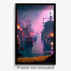 Pixel Art Poster - Mysterious Port (8 Bit Psychedelic Trippy Video Game Print)