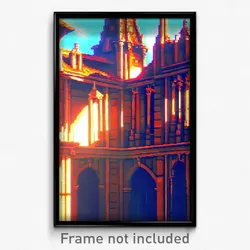 Pixel Art Poster - Stained Historical Architecture (8 Bit Video Game Print)