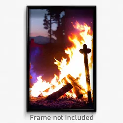 Pixel Art Poster - Quaint Fire (8 Bit Psychedelic Trippy Weird Video Game Print)
