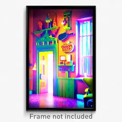 Pixel Art Poster - Quirky Keep (8 Bit Psychedelic Trippy Weird Video Game Print)