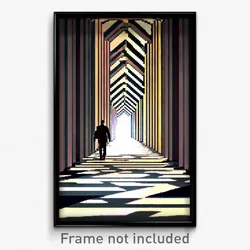 Pixel Art Poster - Zigzag Corridor (8 Bit Psychedelic Trippy Video Game Print)