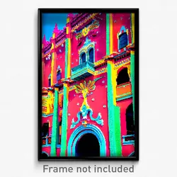 Pixel Art Poster - Flamboyant Mexican Architecture (8 Bit Video Game Print)
