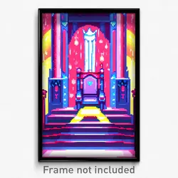 Pixel Art Poster - Flickering Throne Room (8 Bit Psychedelic Video Game Print)