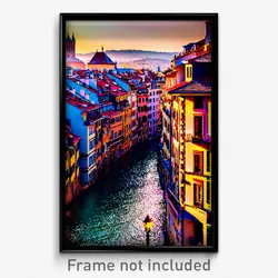 Pixel Art Poster - Incredible European City (8 Bit Psychedelic Video Game Print)
