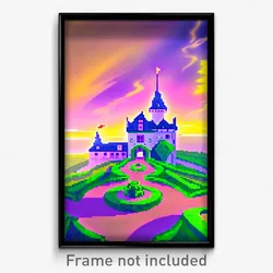 Pixel Art Poster - Squiggly Chateau (8 Bit Psychedelic Trippy Video Game Print)