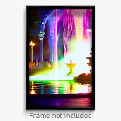 Pixel Art Poster - Adventurous Fountain (8 Bit Psychedelic Video Game Print)