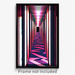 Pixel Art Poster - Zigzag Hallway (8 Bit Psychedelic Trippy Video Game Print)