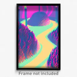 Pixel Art Poster - Swirly March (8 Bit Psychedelic Trippy Video Game Print)