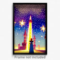 Pixel Art Poster - Starry Ramparts (8 Bit Psychedelic Trippy Video Game Print)