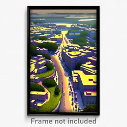 Pixel Art Poster - Squiggly Swedish City (8 Bit Psychedelic Video Game Print)