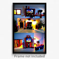 Pixel Art Poster - Miniature Home Theatre (8 Bit Psychedelic Video Game Print)