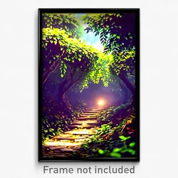 Pixel Art Poster - Leafy Trenches (8 Bit Psychedelic Trippy Video Game Print)