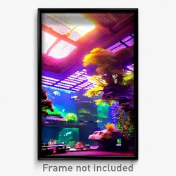 Pixel Art Poster - Wild Aquarium (8 Bit Psychedelic Trippy Video Game Print)
