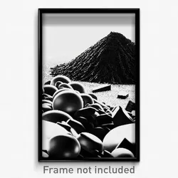 Pixel Art Poster - Black And White Heap (8 Bit Psychedelic Video Game Print)