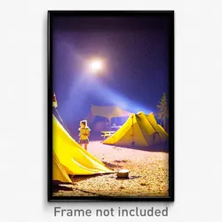 Pixel Art Poster - Yellow Camp (8 Bit Psychedelic Trippy Weird Video Game Print)