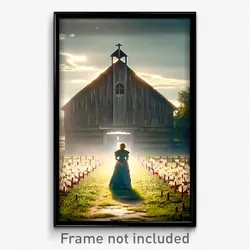 Pixel Art Poster - Angelic Farmstead (8 Bit Psychedelic Trippy Video Game Print)