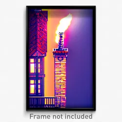 Pixel Art Poster - Complicated Chimney (8 Bit Psychedelic Video Game Print)