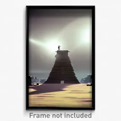 Pixel Art Poster - Bleak Ziggurat (8 Bit Psychedelic Trippy Video Game Print)