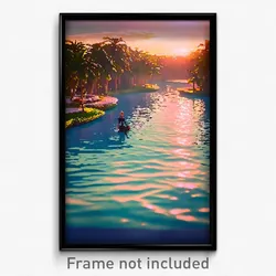 Pixel Art Poster - Wide Lagoon (8 Bit Psychedelic Trippy Weird Video Game Print)