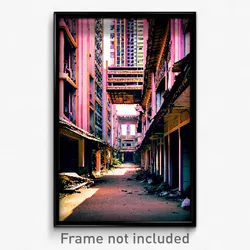 Pixel Art Poster - Abandoned Thai City (8 Bit Psychedelic Video Game Print)