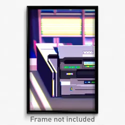 Pixel Art Poster - Anime Like Printer (8 Bit Psychedelic Video Game Print)