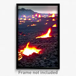 Pixel Art Poster - Active Lava Fields (8 Bit Psychedelic Video Game Print)