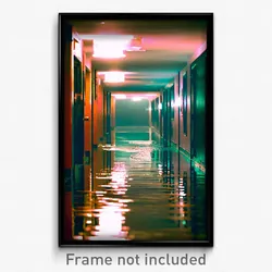 Pixel Art Poster - Watery Hallway (8 Bit Psychedelic Trippy Video Game Print)