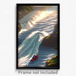 Pixel Art Poster - Basic Rapids (8 Bit Psychedelic Trippy Video Game Print)