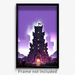 Pixel Art Poster - Monstrous Citadel (8 Bit Psychedelic Trippy Video Game Print)