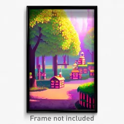 Pixel Art Poster - Sweet Apiary (8 Bit Psychedelic Trippy Video Game Print)