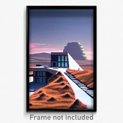 Pixel Art Poster - Modern Butte (8 Bit Psychedelic Trippy Video Game Print)