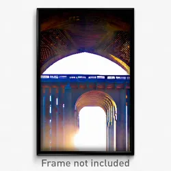 Pixel Art Poster - Spectacular Viaduct (8 Bit Psychedelic Video Game Print)