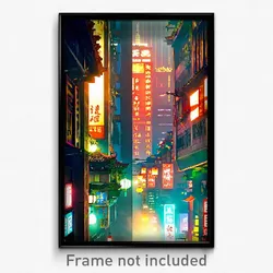 Pixel Art Poster - Nice Chinese City (8 Bit Psychedelic Trippy Video Game Print)