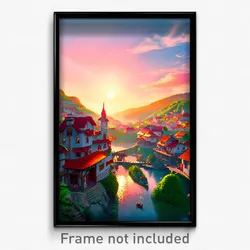 Pixel Art Poster - Incredible Village (8 Bit Psychedelic Video Game Print)