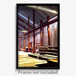 Pixel Art Poster - Imaginative Lumber Yard (8 Bit Psychedelic Video Game Print)