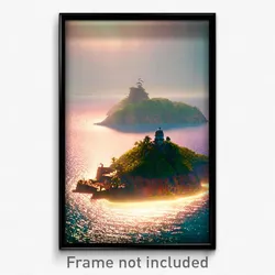 Pixel Art Poster - Old Fashioned Island (8 Bit Psychedelic Video Game Print)