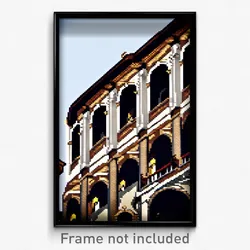 Pixel Art Poster - Puzzling Italian Architecture (8 Bit Video Game Print)