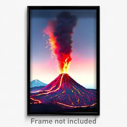 Pixel Art Poster - Amazing Volcano (8 Bit Psychedelic Trippy Video Game Print)