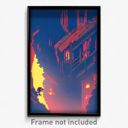 Pixel Art Poster - Distorted Hideout (8 Bit Psychedelic Trippy Video Game Print)